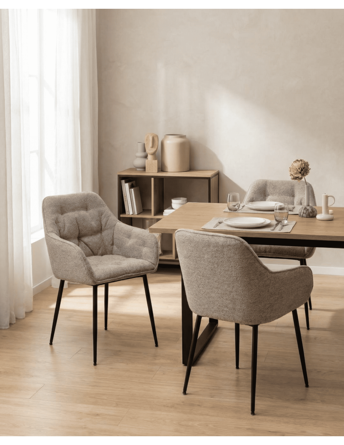 Pack de 2 sillas comedor NOREL beige ambiente