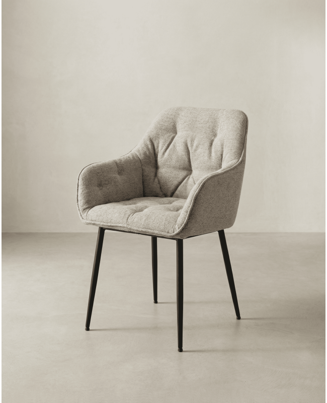 Pack de 2 sillas comedor NOREL beige lateral