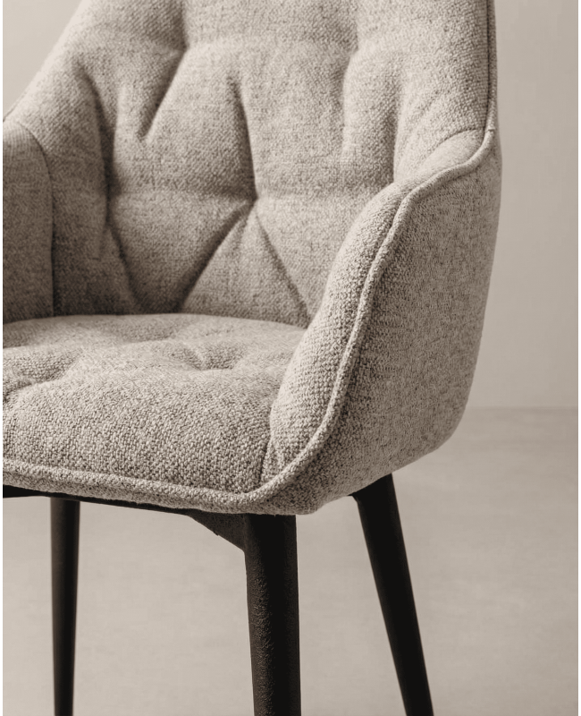 Pack de 2 sillas comedor NOREL beige detalle