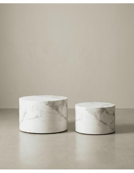 Juego 2 mesas centro redondas SOREX mármol