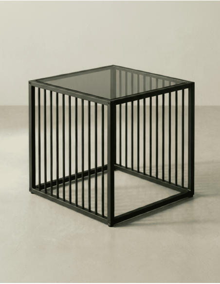 Mesa auxiliar metálica cuadrada BEXAR lateral ladeado