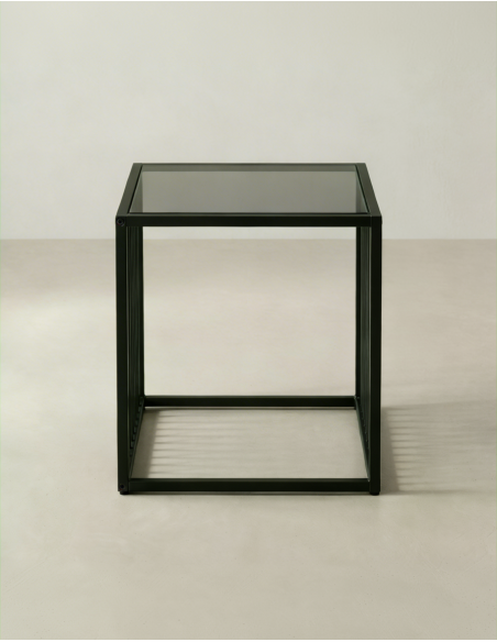 Mesa auxiliar metálica cuadrada BEXAR lateral