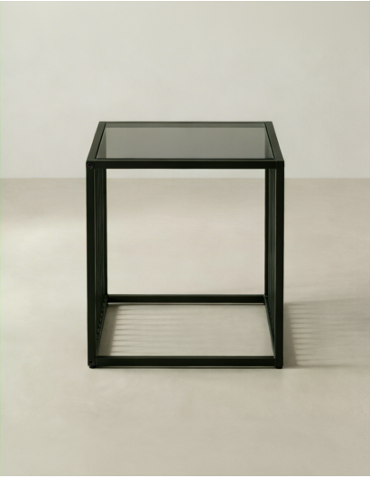 Mesa auxiliar metálica cuadrada BEXAR lateral