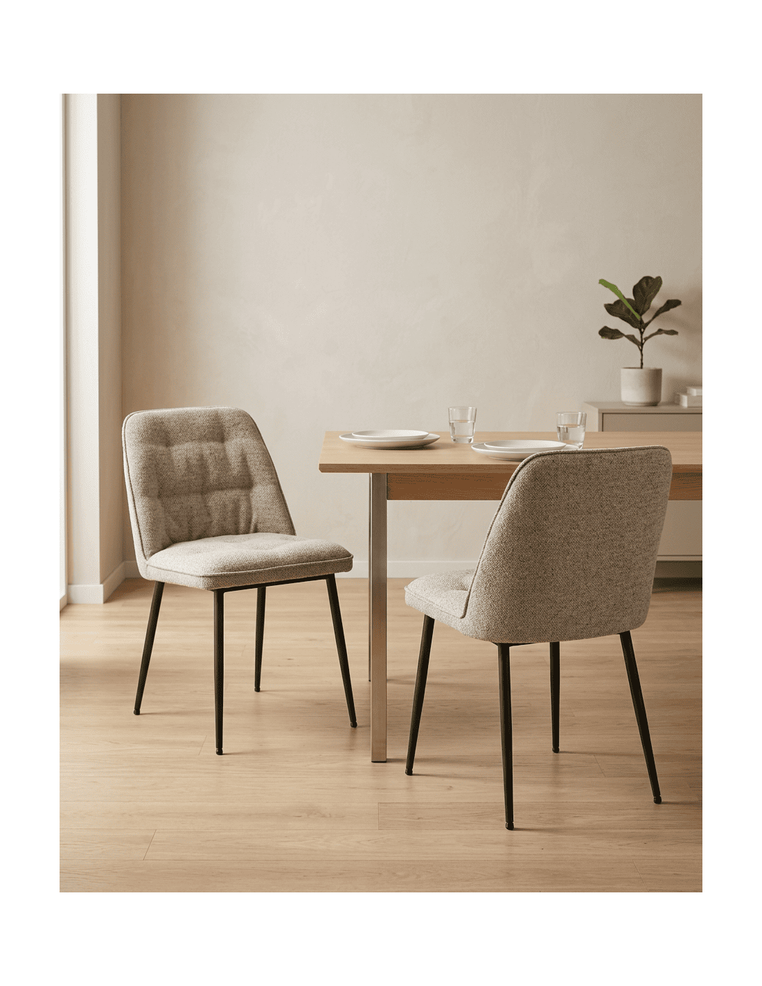 Pack 2 sillas de comedor beige ZAREM ambiente
