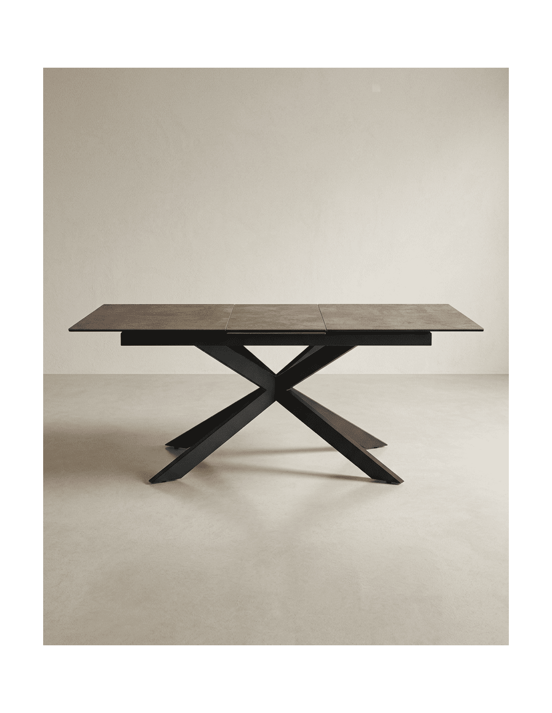 Mesa comedor extensible efecto cerámica KELARX marrón frontal