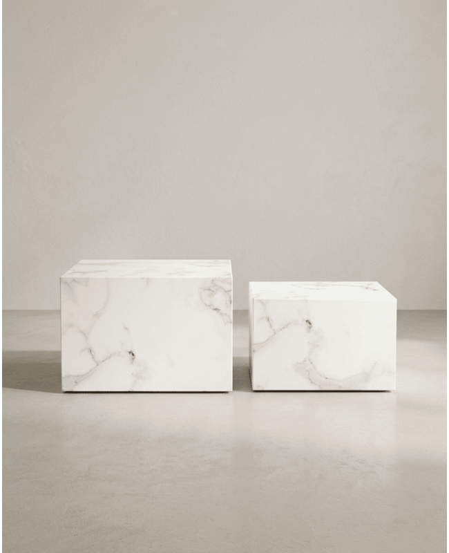 Juego 2 mesas cuadradas SOREX mármol carrara