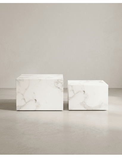 Juego 2 mesas cuadradas SOREX mármol carrara