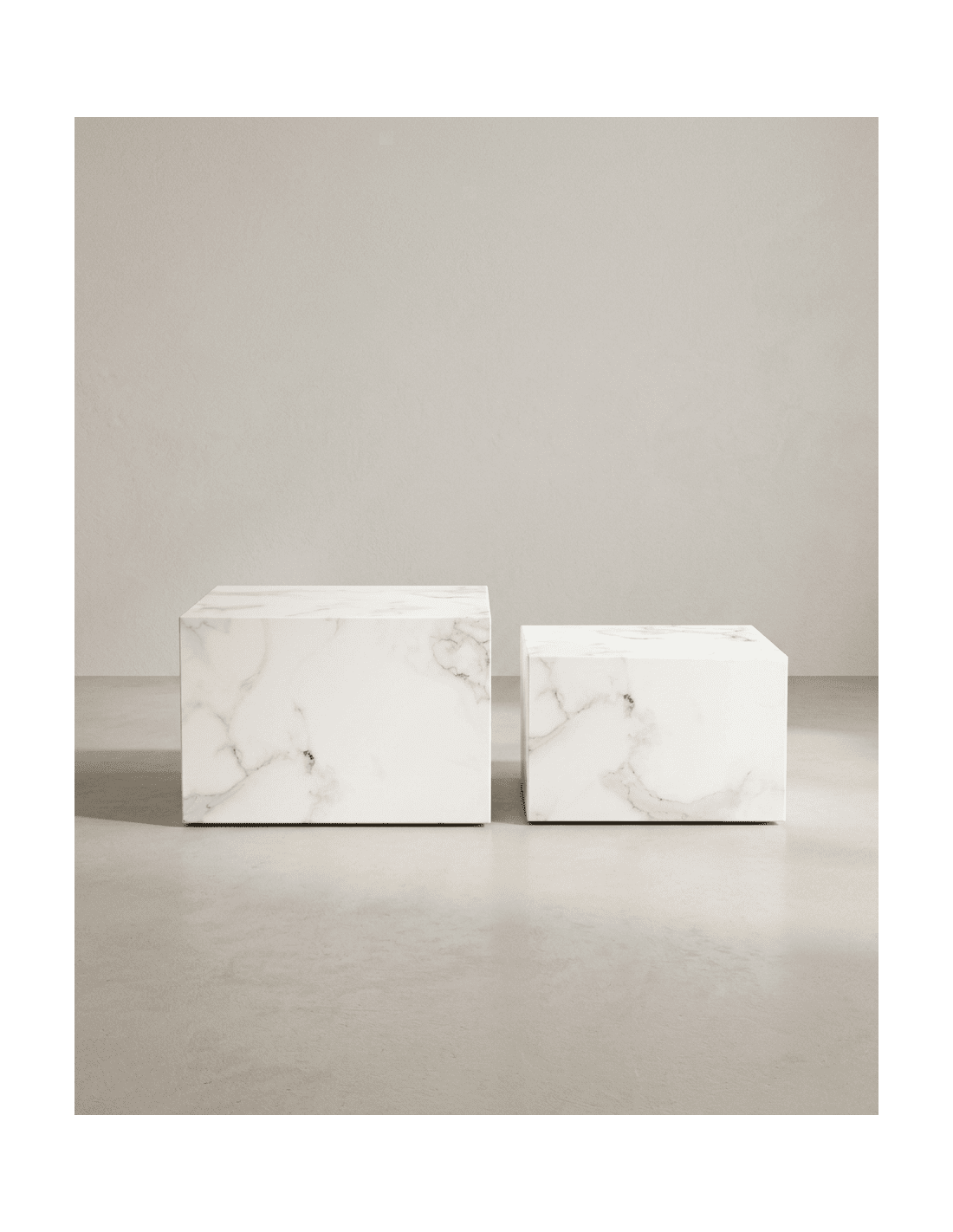Juego 2 mesas cuadradas SOREX mármol carrara