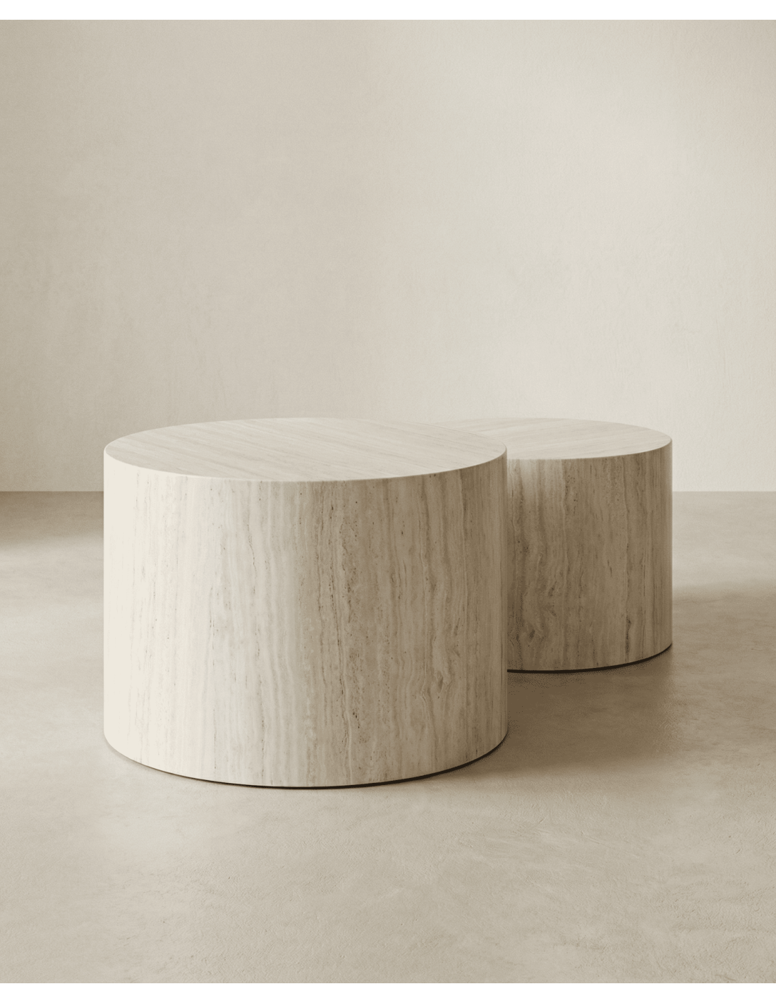 Juego 2 mesas centro redondas SOREX mármol roble lateral