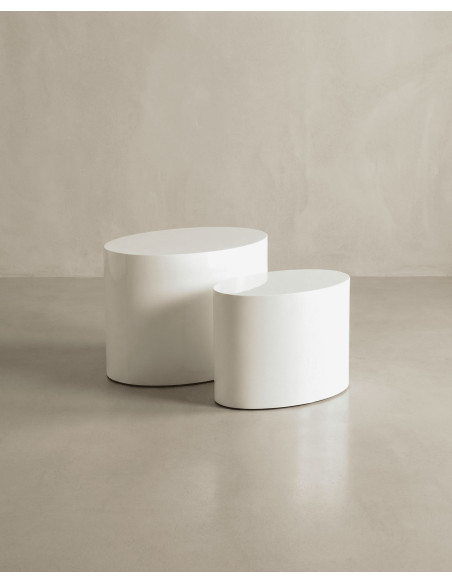 Juego 2 mesas ovaladas TAROX blanco brillo