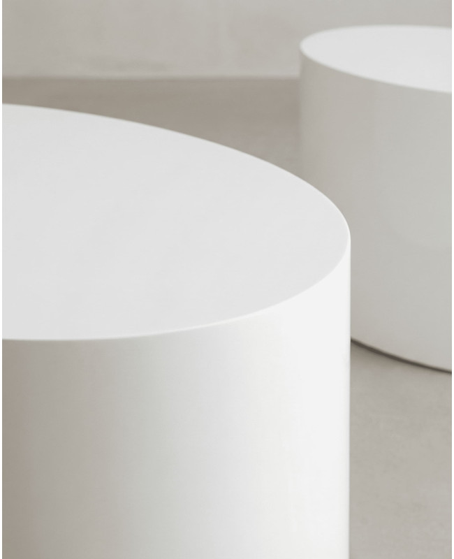 Juego 2 mesas ovaladas TAROX blanco brillo detalle