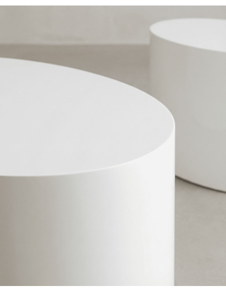 Juego 2 mesas ovaladas TAROX blanco brillo detalle
