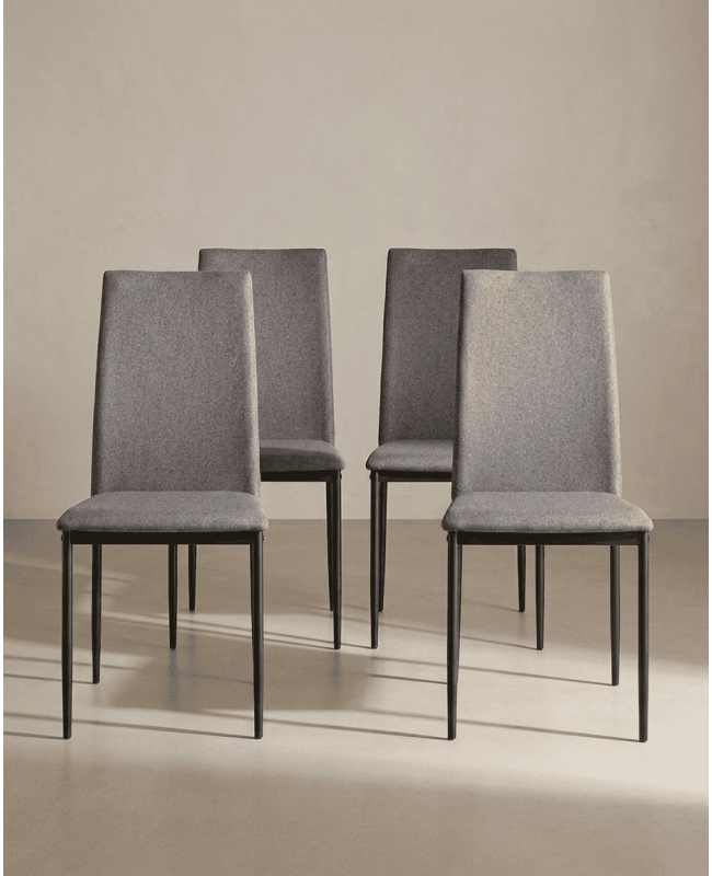 Pack 4 sillas de comedor tapizadas MERIA baratas | Envío rápido y financiación