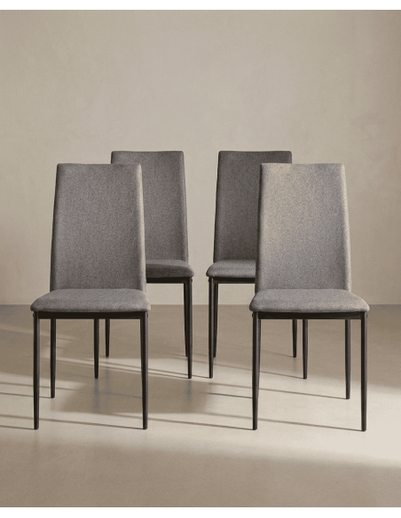 Pack 4 sillas de comedor tapizadas MERIA baratas | Envío rápido y financiación