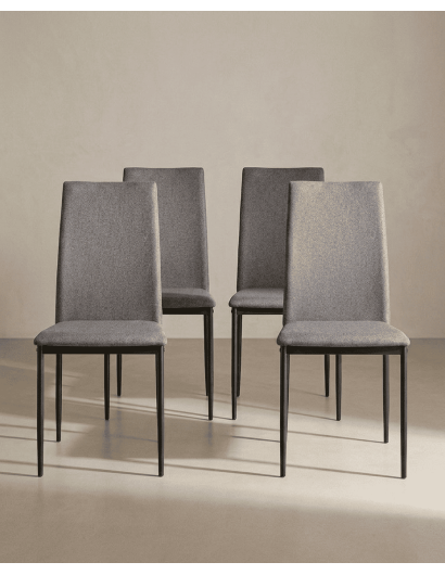 Pack 4 sillas de comedor tapizadas MERIA baratas | Envío rápido y financiación