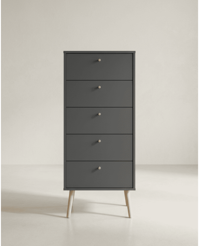 Sinfonier 5 cajones con patas OSLO gris frontal