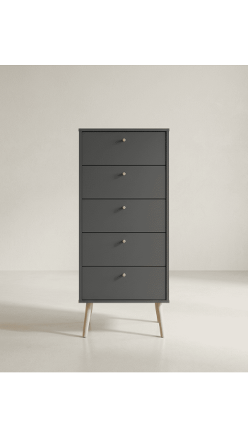 Sinfonier 5 cajones con patas OSLO gris frontal
