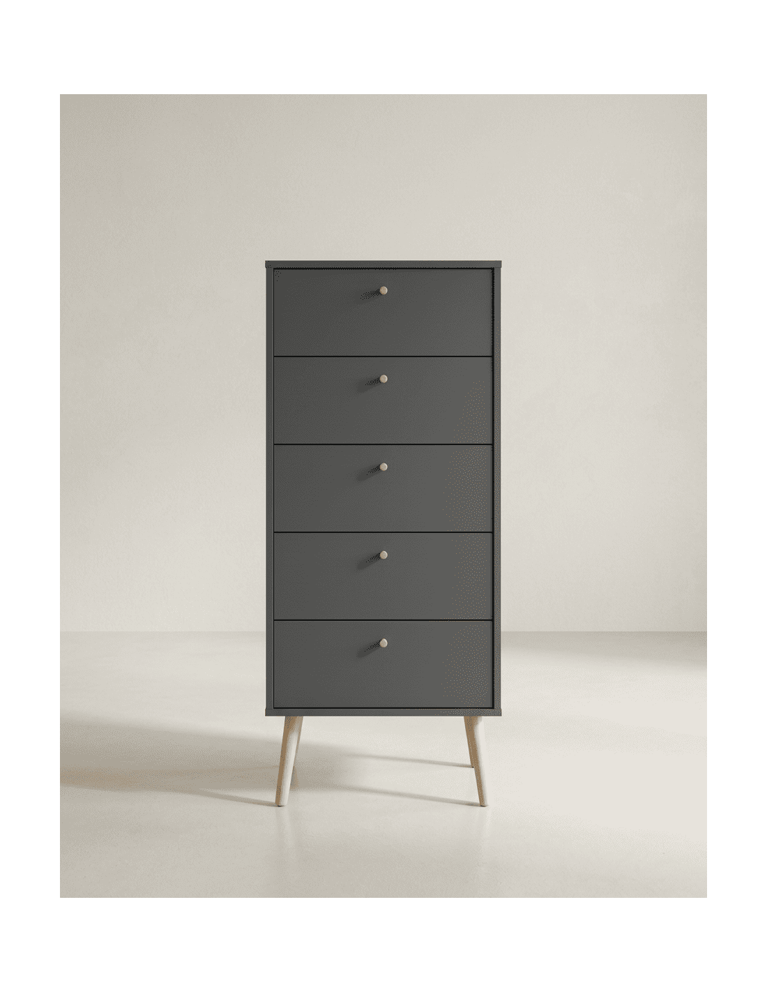 Sinfonier 5 cajones con patas OSLO gris frontal