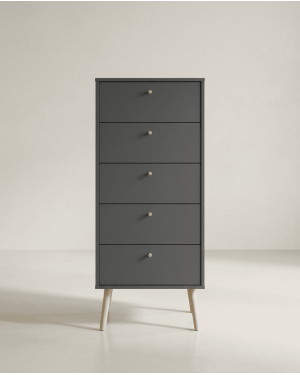 Sinfonier 5 cajones con patas OSLO gris frontal
