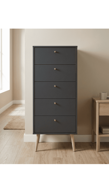 Sinfonier 5 cajones con patas OSLO gris ambiente