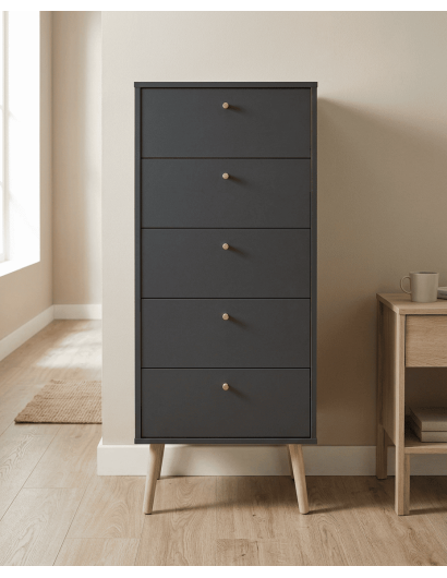 Sinfonier 5 cajones con patas OSLO gris ambiente