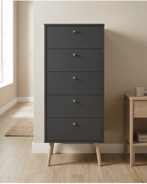 Sinfonier 5 cajones con patas OSLO gris ambiente