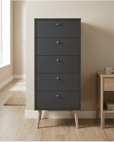 Sinfonier 5 cajones con patas OSLO gris ambiente