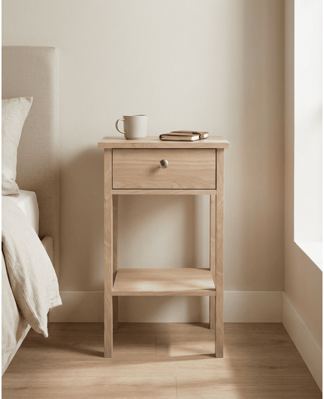 Mesita de noche 1 cajón BERGEN roble jackson ambiente