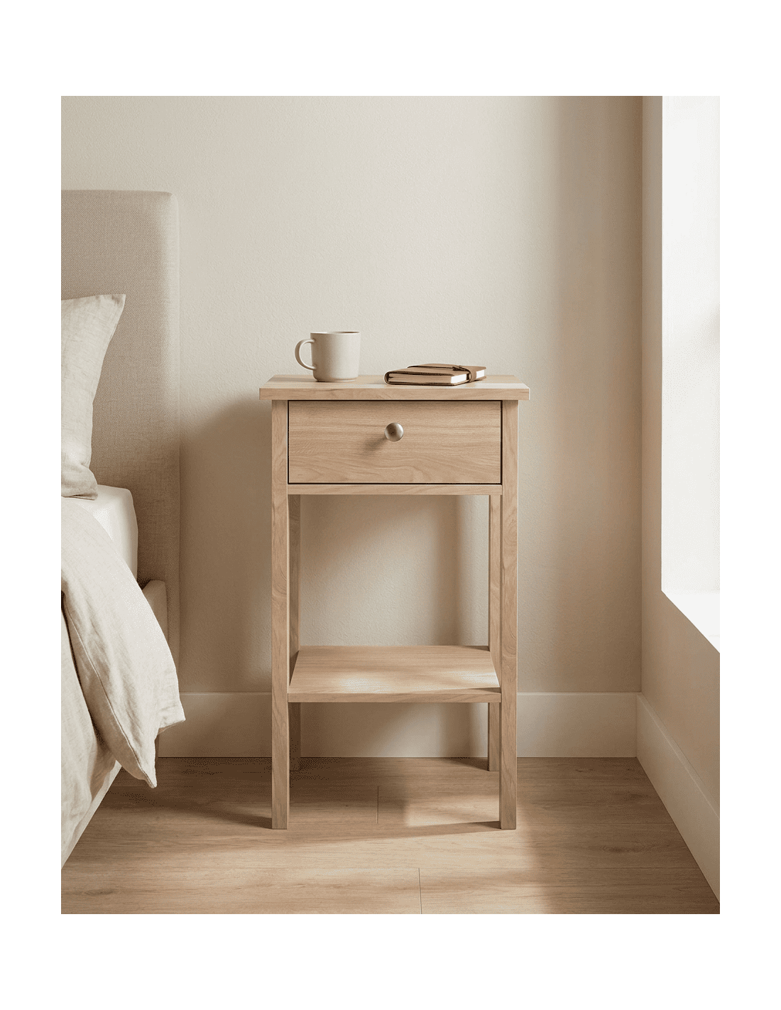 Mesita de noche 1 cajón BERGEN roble jackson ambiente
