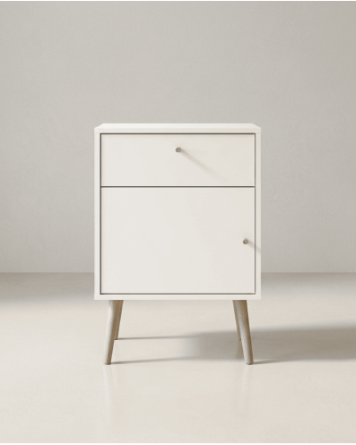 Mesita 1 puerta y 1cajón  con patas OSLO frontal
