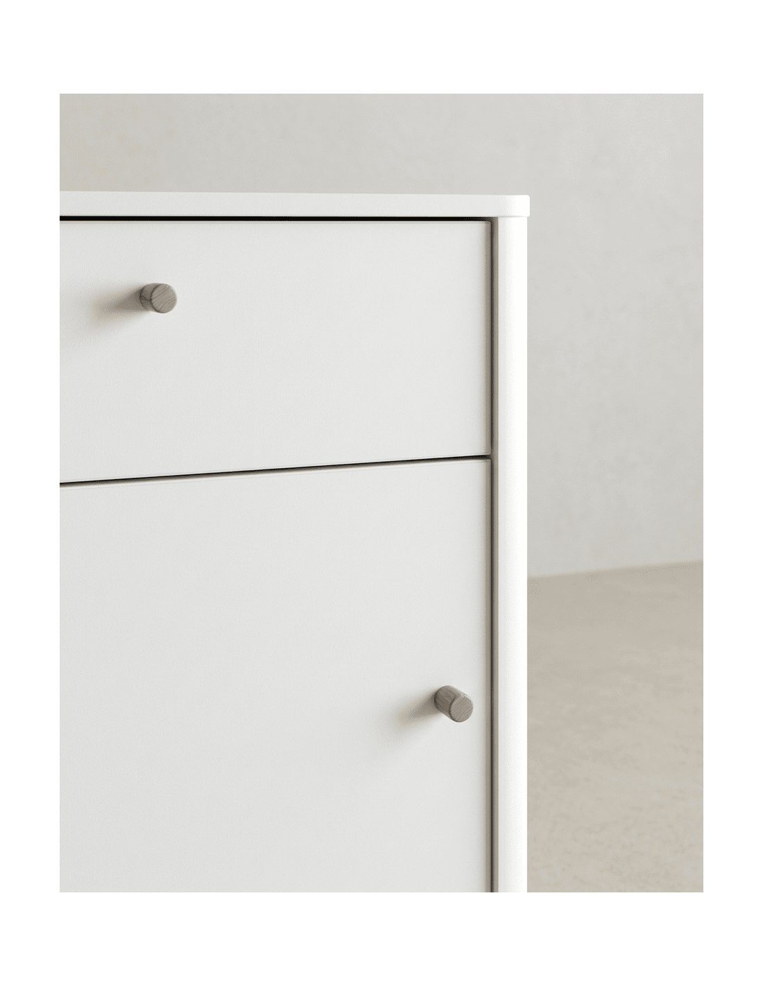 Mesita 1 puerta y 1cajón  con patas OSLO detalle