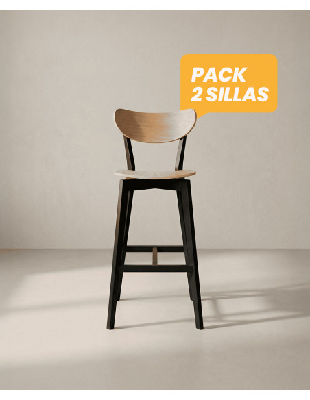 Pack 2 taburetes madera PAXEL color Roble Artisan