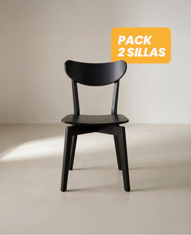 Pack 2 Sillas madera con respaldo TAREX Negro