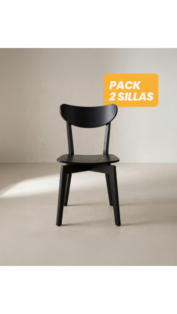 Pack 2 Sillas madera con respaldo TAREX Negro