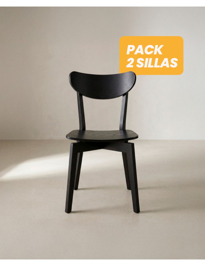 Pack 2 Sillas madera con respaldo TAREX Negro