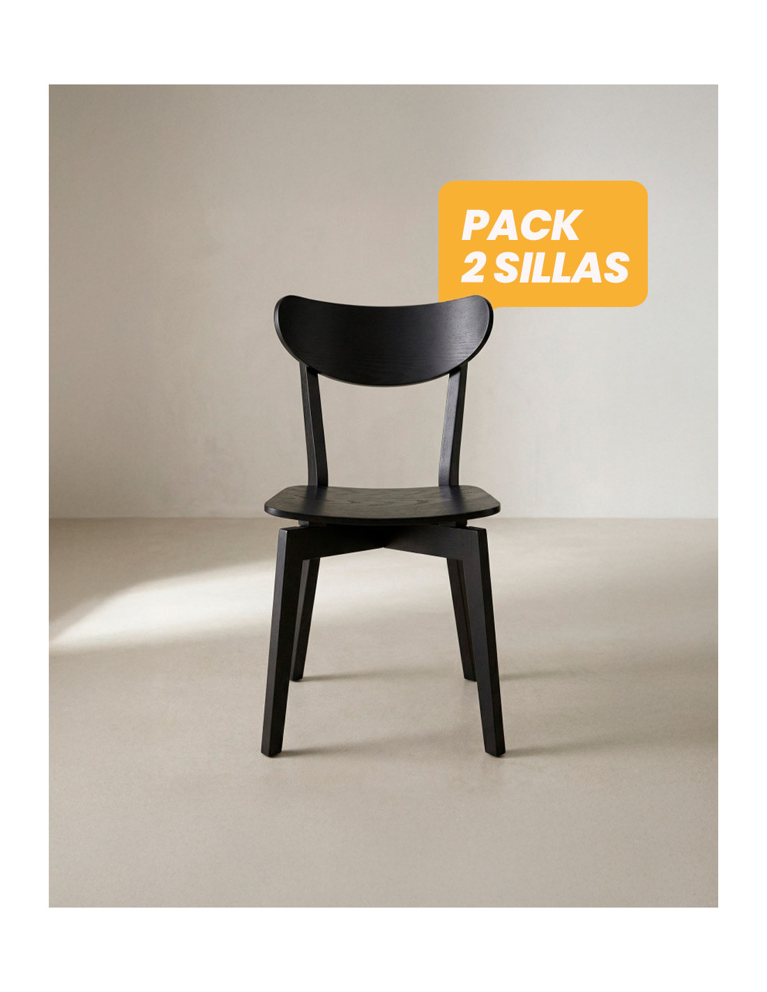 Pack 2 Sillas madera con respaldo TAREX Negro