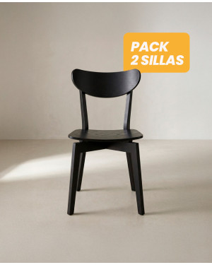 Pack 2 Sillas madera con respaldo TAREX Negro