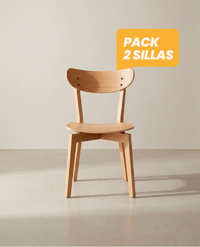Pack 2 Sillas madera con respaldo TAREX Roble