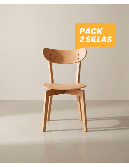 Pack 2 Sillas madera con respaldo TAREX Roble