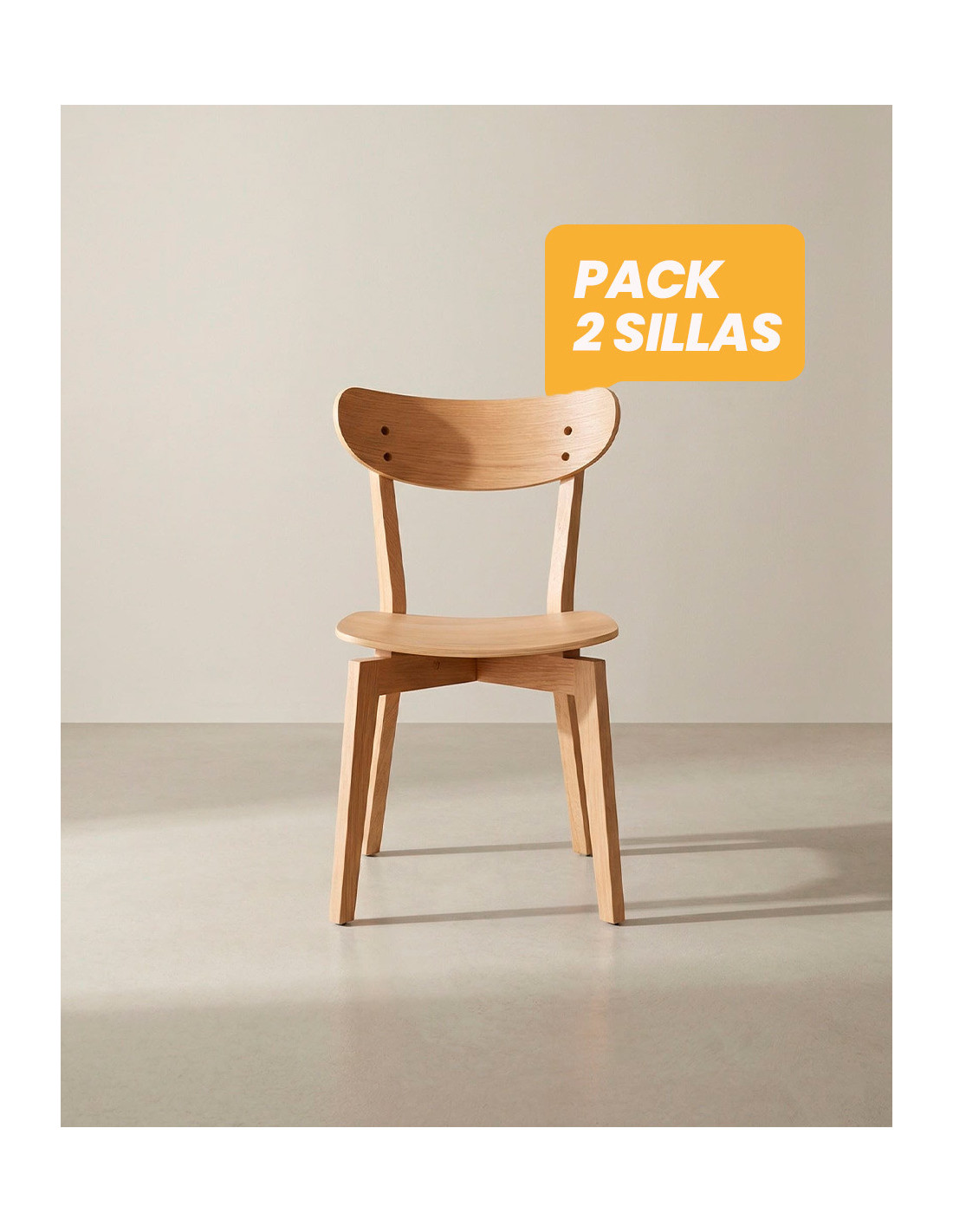 Pack 2 Sillas madera con respaldo TAREX Roble