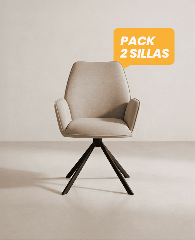 Pack 2 sillas respaldo alto TARIX beige frontal