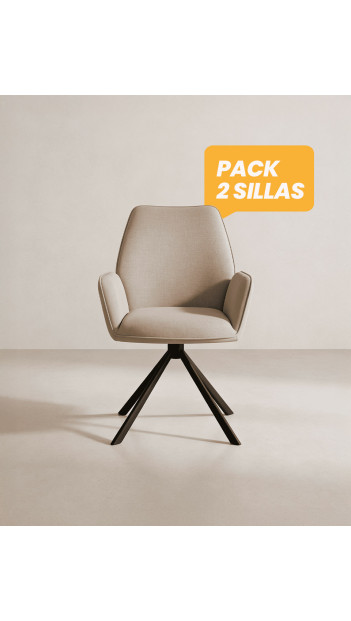Pack 2 sillas respaldo alto TARIX beige frontal