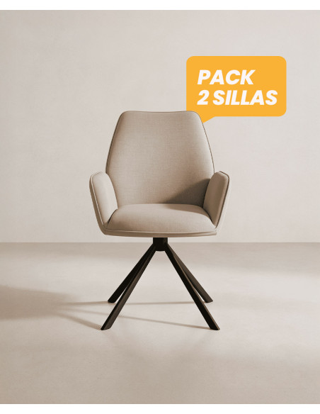 Pack 2 sillas respaldo alto TARIX beige frontal