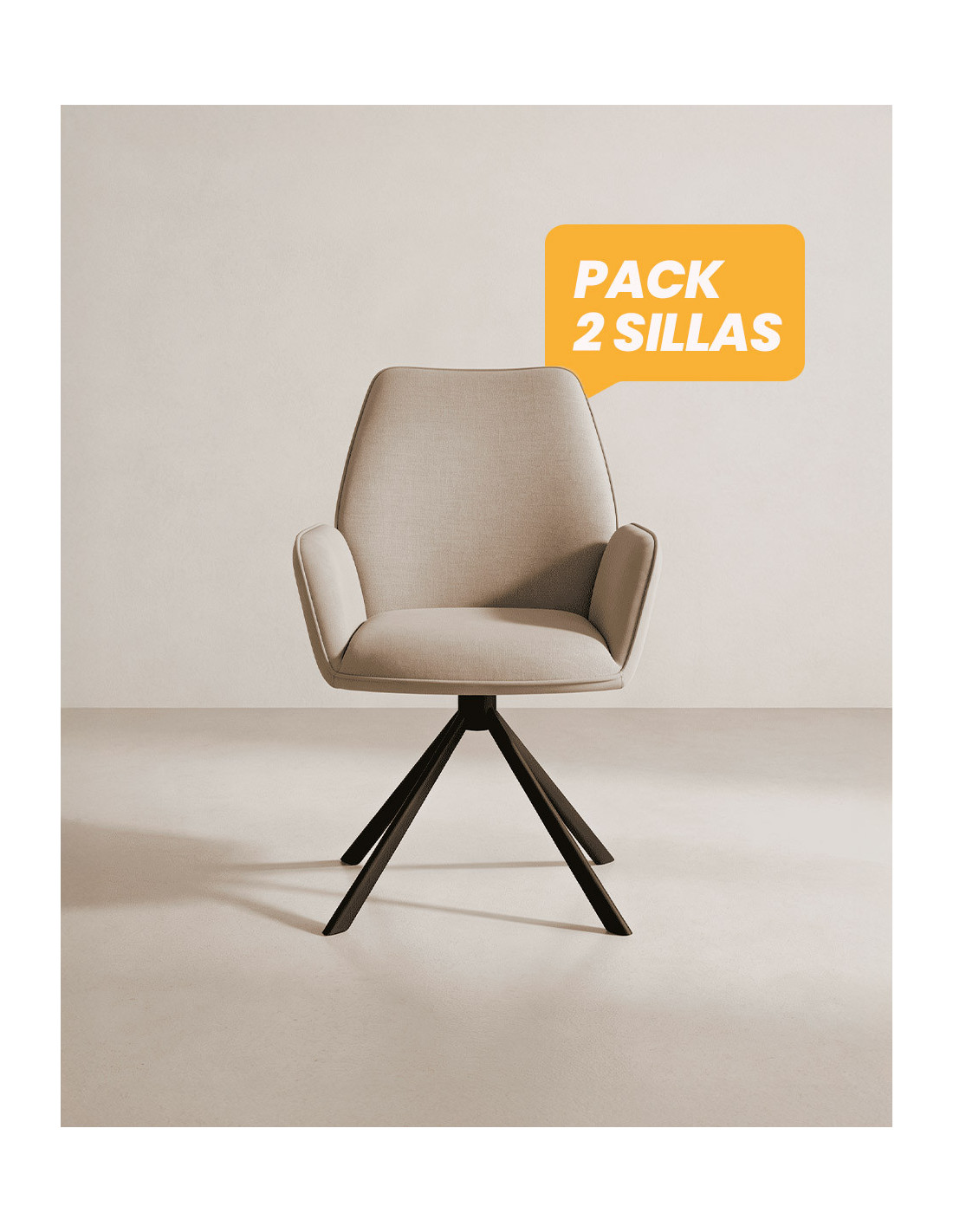 Pack 2 sillas respaldo alto TARIX beige frontal