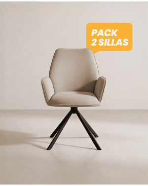 Pack 2 sillas respaldo alto TARIX beige frontal