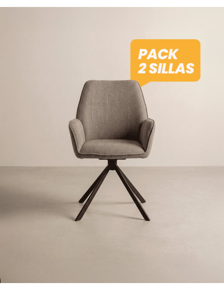 Pack 2 sillas respaldo alto TARIX taupé frontal