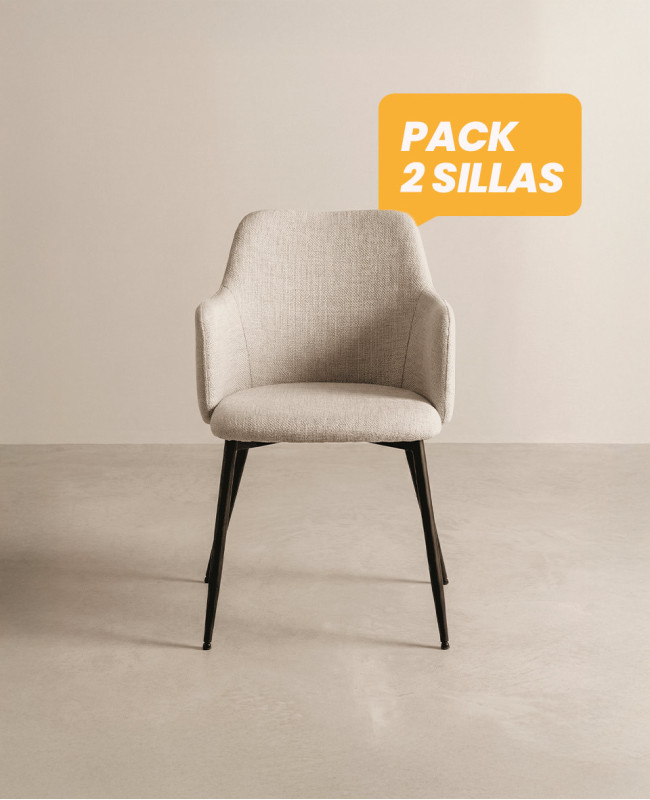 Pack 2 sillas con reposabrazos VELIXA frente