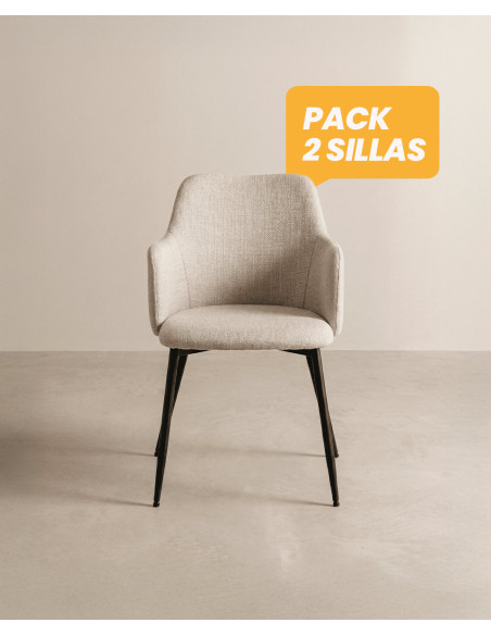 Pack 2 sillas con reposabrazos VELIXA frente