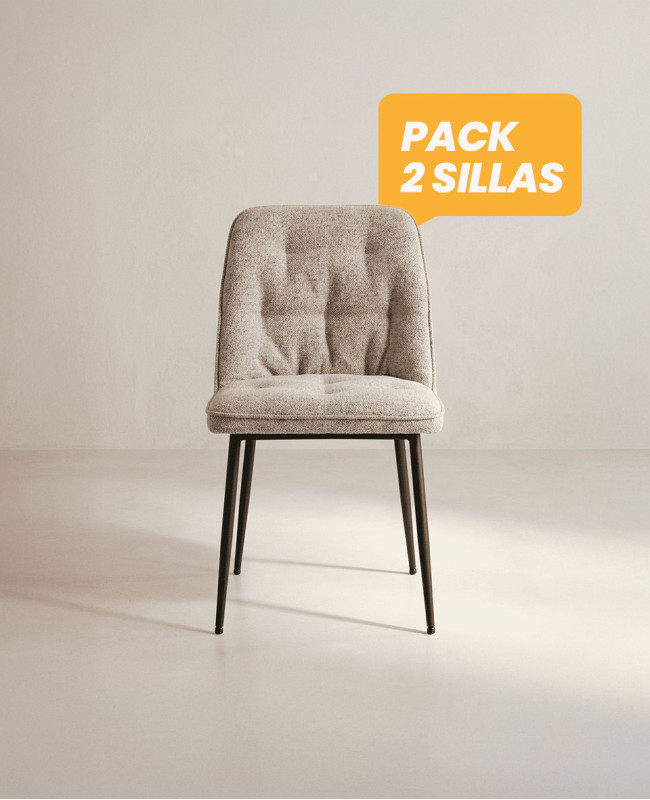 Pack 2 sillas de comedor beige ZAREM frente