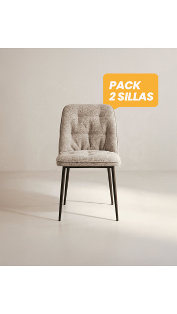 Pack 2 sillas de comedor beige ZAREM frente
